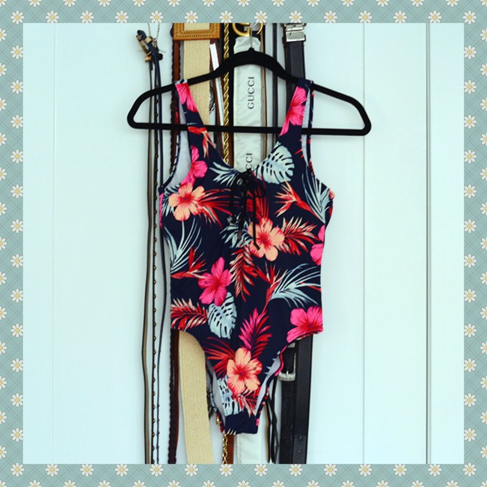 Victoria's‎ Secret PINK Tropical Lace Up One Piece